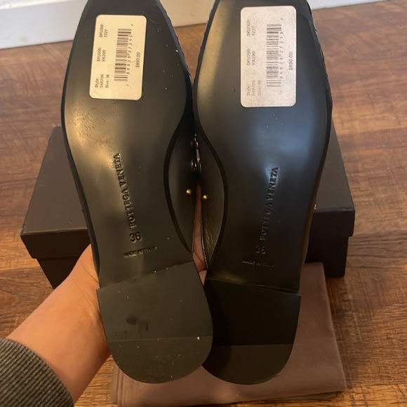 Bottega Veneta Metallic Black Intrecciato Leather Studded Loafers